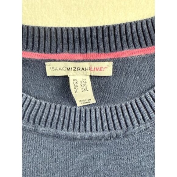 Isaac Mizrahi Live! Womens Navy Blue 3XL Cotton Viscose Blend Pullover Sweater W - Picture 2 of 4